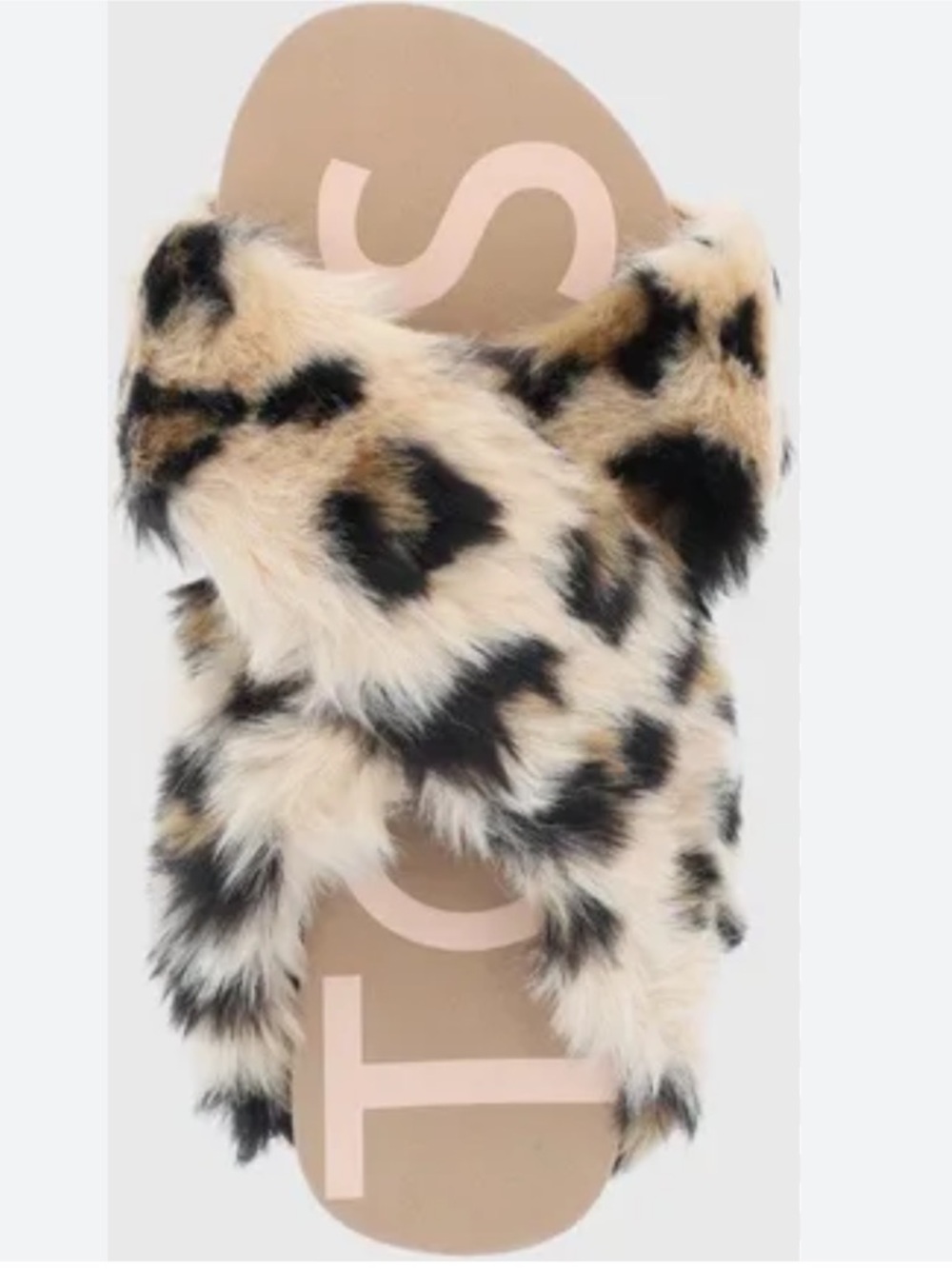 Toms Susie EVA Leopard Faux Fur Slide Sandal in Black and Cream Size 8 NEW